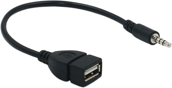 Black 3.5mm Male Audio AUX to USB Female OTG Converter Adapter Cable