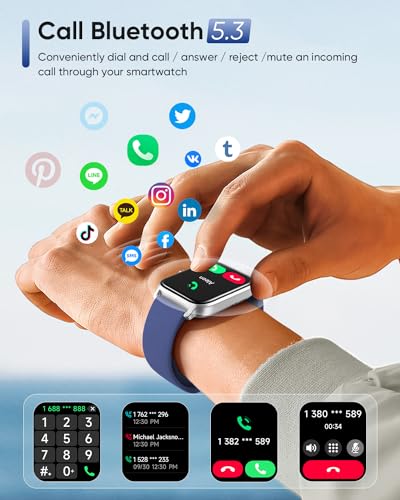 Image of Fitpolo Smart Watch for Men Women Android, Alexa Built-in [1.8 inch HD Screen] IP68 Waterproof Fitness Watch Bluetooth Call for Android & iPhone with Heart Rate /Sleep /SpO2 Monitor