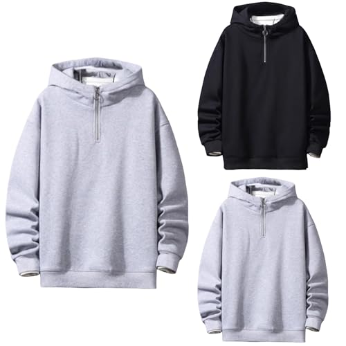 Mens Quarter Zip Hoodies Plain Fashion Fall Pullover Hooded Sweatshirt Long Sleeve Classic Casual Basic Hoodie2
