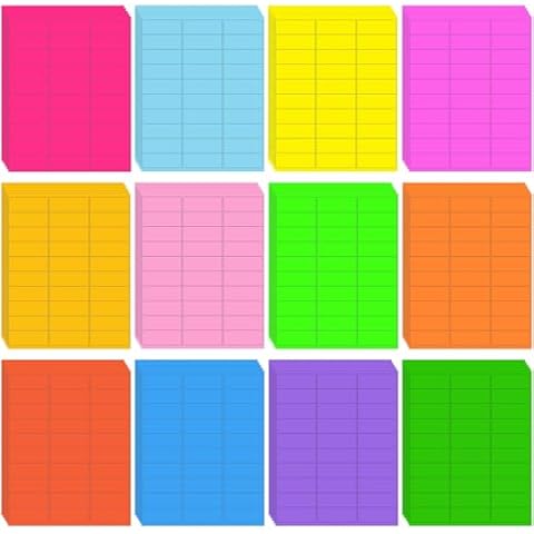 Geyee 1800 Pcs Fluorescent Address Labels Colored Address Labels 1'' x 2-5/8'' Neon Color Printable Stickers for Printer Return Mailing Shipping Message(Multicolor) Cover