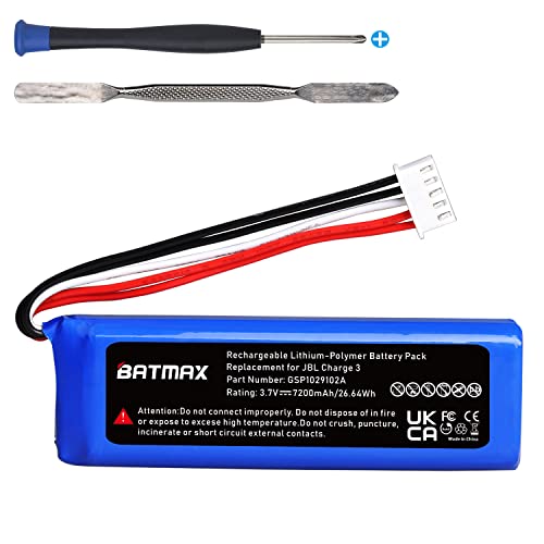 Batmax New 3.7V 7200mAh Battery GSP1029102A for JBL Charge 3 Portable Bluetooth Speaker