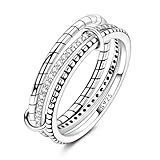Hapour 925 Sterling Silver Rings for Women Cubic Zirconia Eternity Bands for Women Stackable Vintage Rings Statement Rings