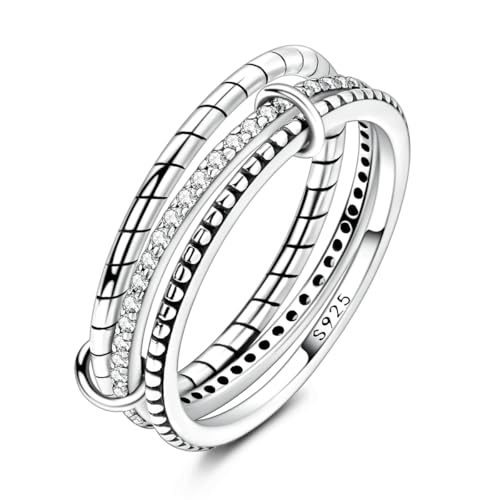 Hapour 925 Sterling Silver Rings for Women Cubic Zirconia Eternity Bands for Women Stackable Vintage Rings Statement Rings