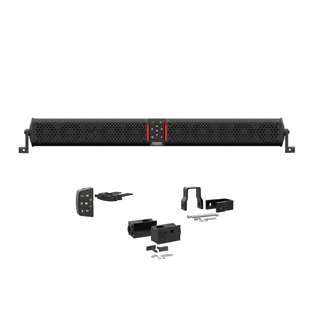 wet sounds STEALTH-XT-12-B Stealth XT 12 Speaker All-in-One Amplified Bluetooth Soundbar with Remote – Black with Slider Brackets and 1.00