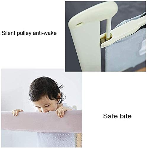 Barrera de cama infantil con elevación vertical y doble botón para seguridad en cunas de bebés 7