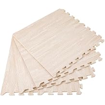 AngelcityCC 25 Pcs Premium EVA Wood Grain Interlocking Foam Floor Mats, Anti-Fatigue Flooring, 24 in x 24 in