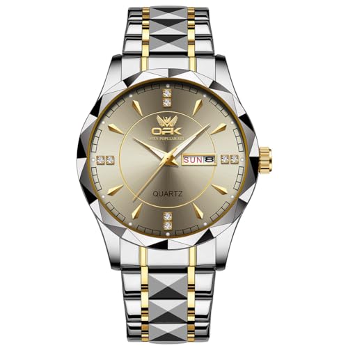 Image of OPK Watches for Men Diamond Roman Analog Mens Watches Waterproof Large Stainless Steel Men Wrist Watch Business Father Gift Watch Blue