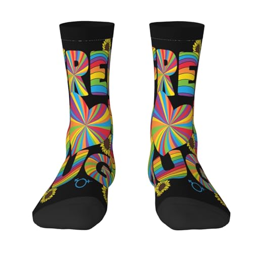 DISNIMOO LGBT Pride Rainbow Gay Free Dad Hugs - Calcetines de vestir, Negro, Altoa única