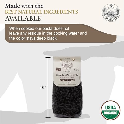 image for Morelli Squid Ink Black Pasta Noodles Fusilli (Rotini) - Organic Itali