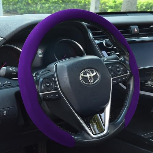 Suede Steering Wheel Cover, Universal 15 Inch Car Steering Wheel Cover, Non-Slip Design,Breathable,Car Interior Accessories Purple