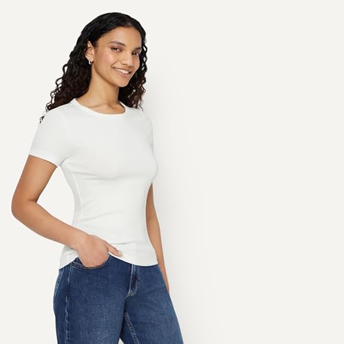 Image of Amazon Essentials Women's Slim-Fit Short-Sleeve Crewneck T-Shirt, Pack of 2