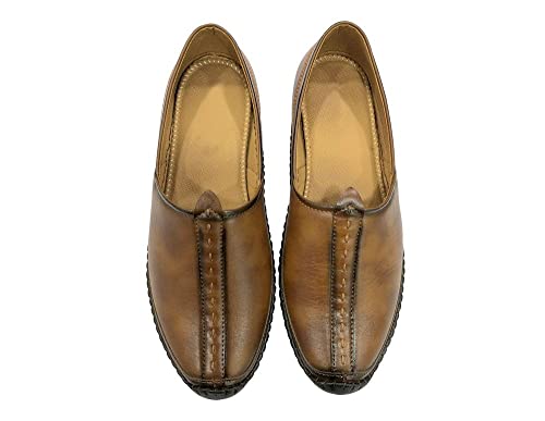 Image of Punjabi Mojaris Mens Shoes Cream Wedding for Groom,Traditional Indian Footwear Ethnic Peshawari Slippers
