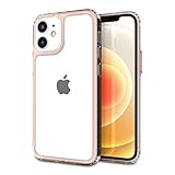 PATCHWORKS Lumina Designed for Apple iPhone 12 mini 5G Case 5.4 inch (2020) Diamond Crystal Clear Never Yellow Shockproof Hard Back Slim Thin Protective Soft Flexible Protector Transparent - Pink
