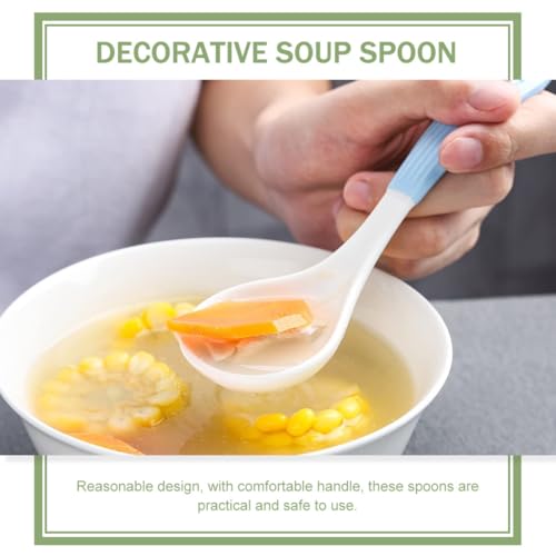 Cuillères à soupe chinoises vaisselle légère en céramique colorée - 6