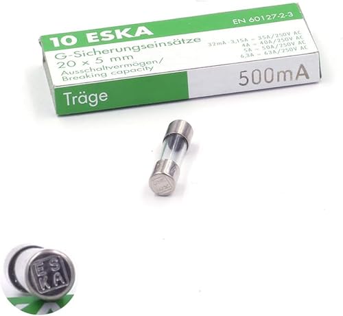 Fusibles en Verre, 0,5A/250V CA, 5x20mm, Temporisé, Lot de 10