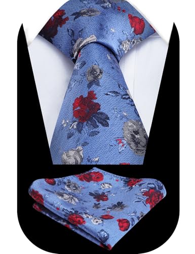 Image of Alizeal Mens 3.15'' Colorful Flower Pattern and handkerchief Necktie Set