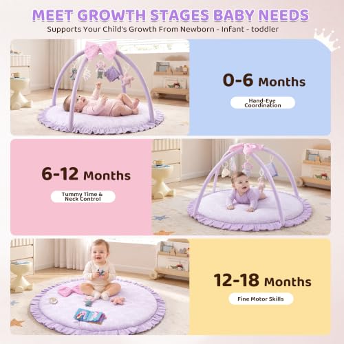 SULIFEEL Plush Baby Girl Play Gym, Extra Thick Playmat with Sensory Toys - Image 5