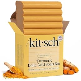 Kitsch Kojic Acid Soap – Turmeric Soap Bar with Hyaluronic Acid & Shea Butter – Brightening & Hydrating Body Wash & Face Wash for Dark Spots, Even Skin Tone & Natural Glow - Made in USA - 4 oz