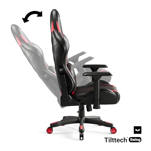 X-Ray Sedia Gaming Poltrona da Ufficio Braccioli 4D Design Ergonomico Perforazione Pelle Sintetica Funzione di Inclinazione Nero-Rosso King (XL) - Sedia gaming - Immagine 5