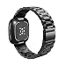Produktbild MoKo Metall Armband Kompatibel mit Fitbit Versa 4/Versa 3/Sense 1/2, Edelstahl Ersatzarmband Uhrenarmband für Damen Herren, Schwarz