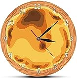Acrylique Horloge Murale Morden Design Portugais Oeuf Tarte Murale Montre Horloge Rafraîchissement Pâtisserie Dessert Gâteau Boutique Gastronome Cuisine Décor 12 Inchs