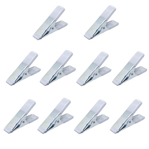DCGFXIYU 10 Pcs Small Spring Clamps 2 Inch, Heavy Duty Clamps for Backdrop, Small Clamp with PVC Plastic Coated Handle, Perfect For Woodworking, DIY, Crafts, Photography (White)