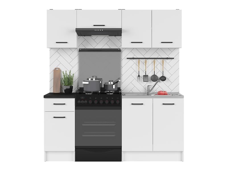 PEGANE Cuisine complète 180 cm,Ensemble de Meuble de Cuisine Coloris Blanc, Plan de Travail Non Inclus