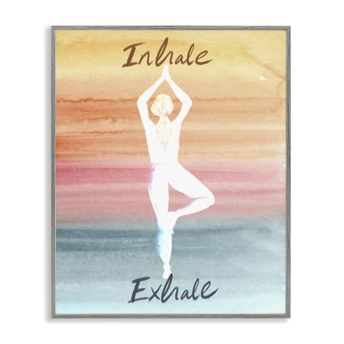'Inhale Exhale Soothing Yoga Pose Watercolor'| Framed Giclee Art