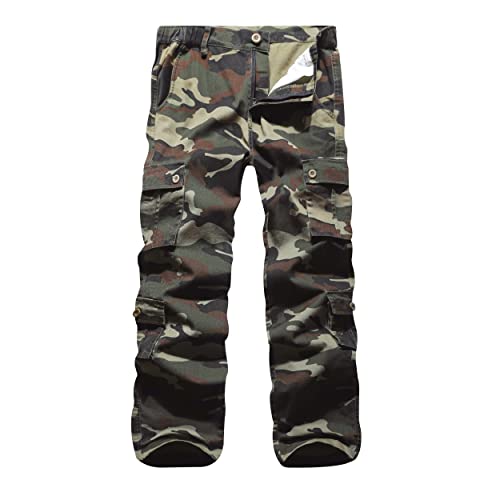 iCKER Cargo Combat Trousers Men Work Camo Army Military Tactical Multi Pocket Camouflage Pants
