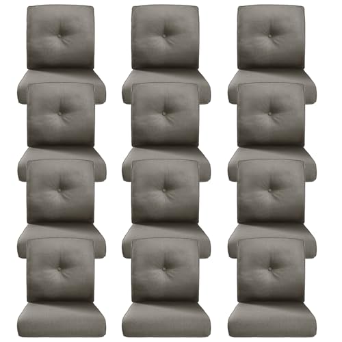 Image of Luxury 4 inch Thick Outdoor Cushion Set of 12 - 22x24 Patio Furniture Cushions with 28D High-Density Foam, Water-Resistant & Fade-Resistant Fabric, Removable Covers for Patio Furniture Sofa Couch -Grey