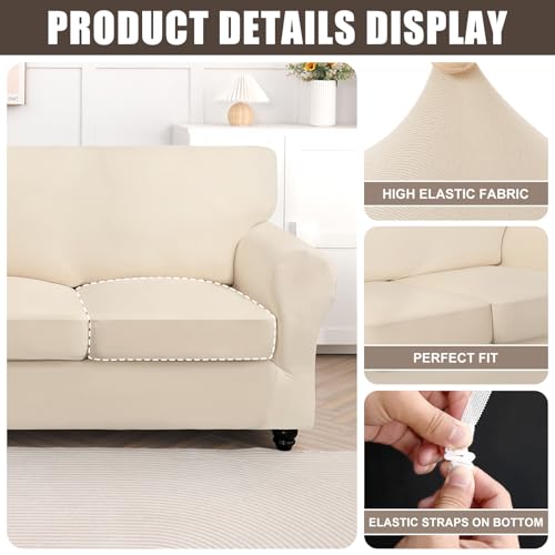 Searchi Stretch Sofa Cover Couch Cover, 3 Pieces Loveseat Slipcover With 2 Separate Cushion Cover, Washable Furniture Protector For Living Room thumb #1