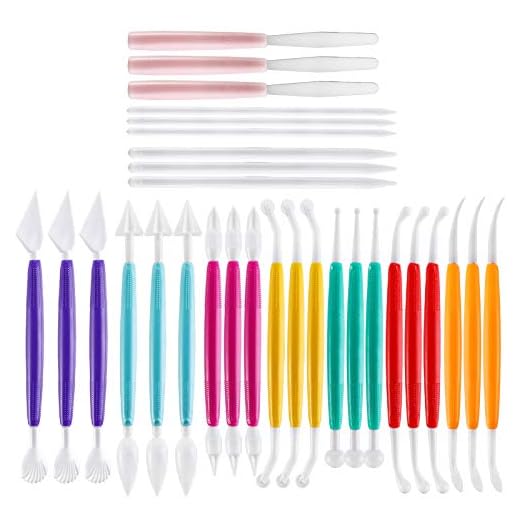 Cedilis 30 Pack Plastic Clay Tools, Assorted Colors Crafts Modeling Tools, Ceramic Pottery Tool Kit for Shaping and Sculpting, 10 Kinds