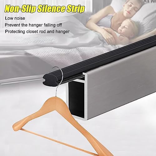 Rectangular Gold Closet Rods with Mute Non-Skid Strip, Adjustable Lengths 24"-63", Perfect for Laundry Room, Kitchen, Bedroom Cabinets, Durable Aluminum Alloy