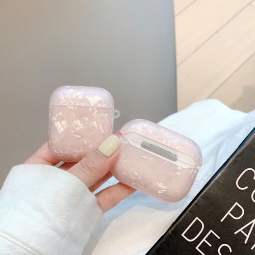 Image of OTOPO for Cute Airpods 2nd /1st Generation Case Girl Women with Cleaner Kit, Glitter Shell Pattern Apple iPods 2 /1 Gen Protective Cover Skin with Pearl Shell Keychain, Pink