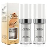 Color Changing Foundation, 2Pcs Base Makeup Foundation Color Changing with Moisturizing, Oil Control and SPF15, Full Coverage Concealer Hides Wrinkles & Lines, 30ml