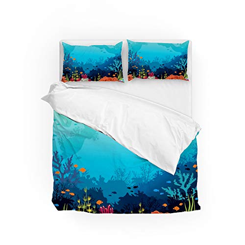 Housse de couette Queen Size en microfibre avec ses 2 taies d'oreiller