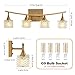 21 Inch Brass Bathroom Light Fixtures, Small Gold 4-Light Modern Vanity Light Over Mirrors, Wall Mount Sconces with Cube Ribbed Glass Shades, G9 Sockets, Gold Color, LED Bulbs Tools Included(Pack 1)