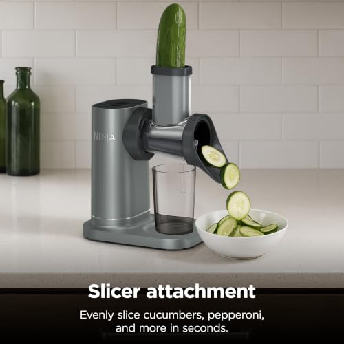 Image of Ninja NeverClog 3-in-1 Juicer, Slicer & Shredder, 32oz Vessel, JC152 | NeverClog auger juices non-stop, plus slicing & shredding attachments. Total Pulp Control, 32-oz vessel, dishwasher safe