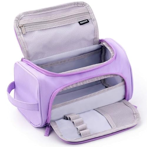 UieaMsio Estuche Escolar Grande, Morado Estuche Escolar con 3 Compartimentos, Regalo para Niñas Niños Adolescentes Estudiantes, Neceser Maquillaje para Adultos, 22 * 12 * 12CM