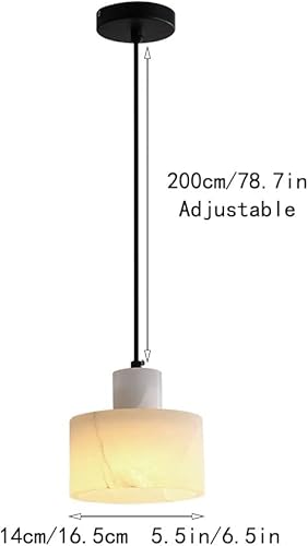 Miniatura 6 de Creative Cylinder Pendant Light Fixtures, Modern Marble Shade Hanging Pendant Lamp with Metal Dome, 78.7in Adjustable Height E27E26 Sockets