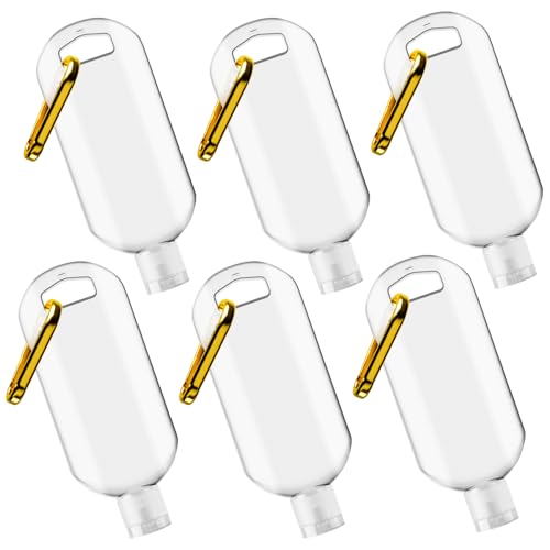 ANNOKSF Travel Bottles with Keychain,1.7oz (50ml) Leakproof Squeeze Bottles with Flip Cap, Refillable Containers for Hand Sanitizer Travel, Gym office(6 Pack)