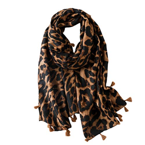 VALICLUD Cachecol de leopardo, moderno, com estampa de leopardo, xale macio para mulheres, Café, Siz