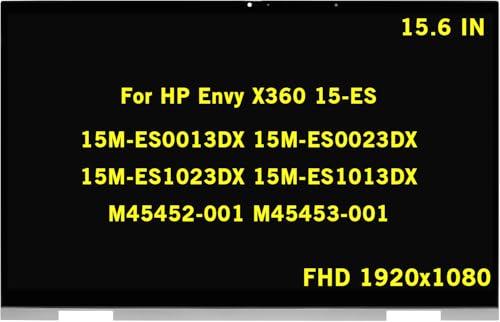 GBOLE 15.6" Replacement for HP Envy X360 15-ES 15M-ES0013DX 15M-ES0023DX 15M-ES1023DX 15M-ES1013DX M45452-001 M45453-001 1080P IPS LCD Display Touch Screen Digitizer Assembly with Bezel
