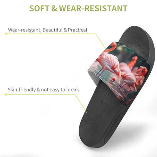 Flamingos Playing in Water House Sandals Non-Slip Bathroom Slippers Beach Summer Shoes for Men Women3