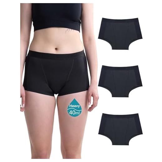 Neione Period Underwear Heavy Bleeding Holds 4 Tampons Underwear Women's Cotton Boxer Shorts High Waist, black