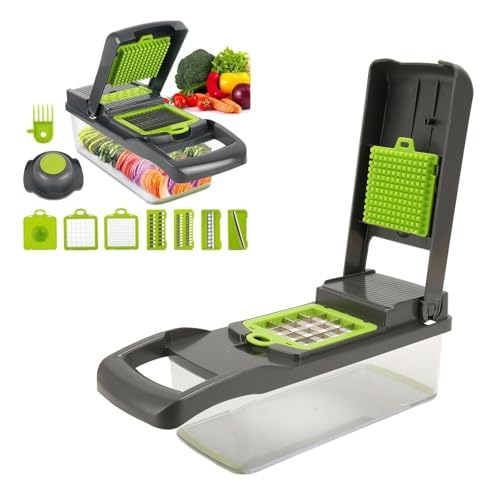 Cortadora y triturador multifunción para vegetales verde ABS miniatura 3