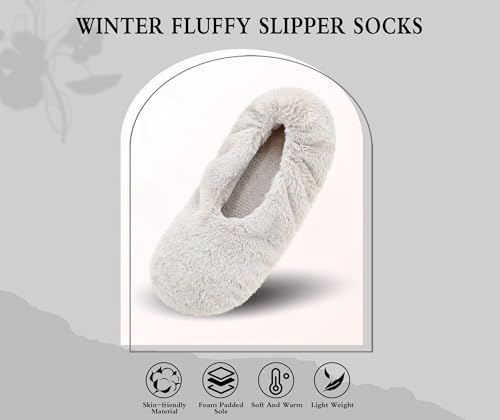 Image of Keyela Women's Ballerina Slippers,Non-Slip Bedroom Slippers Socks | Soft fuzzy slipper socks for ladies Indoor home slippers Cozy sock slippers Ballet Slippers