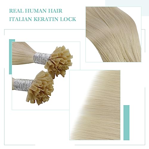 Image of YoungSee U Tip Hair Extensions Human Hair Blonde Utip Hair Extensions Light Blonde Blend Naturally Ktip Human Hair Extension for Everyday Wear 1g /Strand 50g 50 Strands