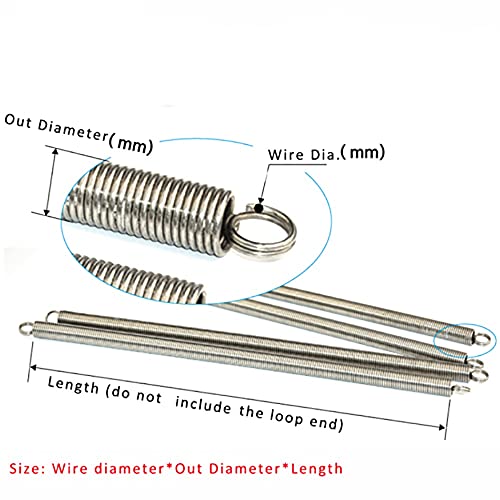 Resorte de expansión de doble lazo de acero inoxidable 304, diámetro del alambre 0.3/0.5/0.6/0.8mm-1mm, tamaño 1x6x300 mm miniatura 4