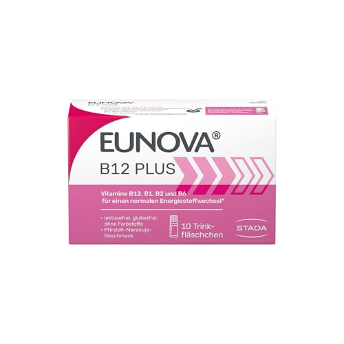 Eunova B12 Plus - Nahrungsergänzungsmittel mit Vitamin B1, B2, B6 und B12 im Trinkfläschchen - tragen zu einem normalen Energiestoffwechsel bei - 10 x 8ml